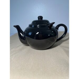 Old Amsterdam Works Black Porcelain Teapot‎ w/ Infuser Microwave Dishwasher Safe